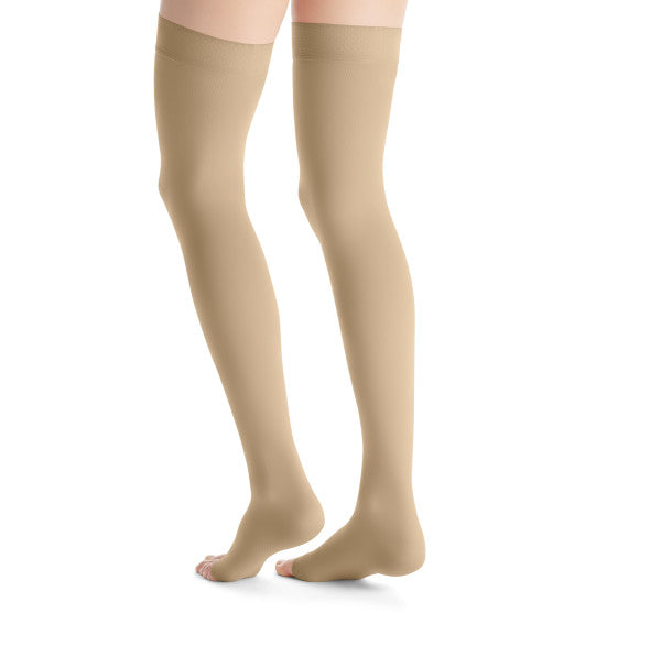 Load image into Gallery viewer, JOBST Women's Opaque Petite Thigh High Dot 30-40 mmHg Open Toe