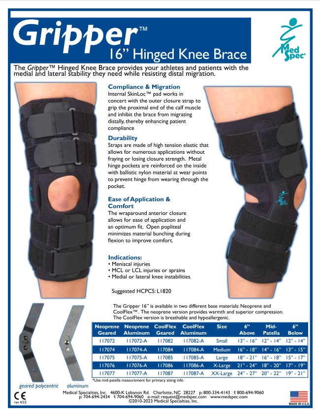 Load image into Gallery viewer, MedSpec Gripper™ 16" Hinged Knee Brace, Neoprene