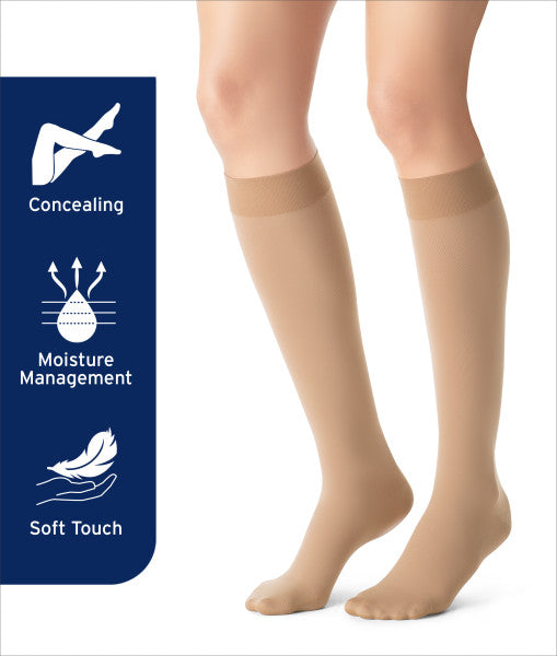 Load image into Gallery viewer, JOBST Women's Opaque Petite Thigh High With Sensitive Top Band 15-20 mmHg Closed Toe