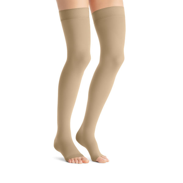 Load image into Gallery viewer, JOBST Women's Opaque Petite Thigh High Dot 15-20 mmHg Open Toe