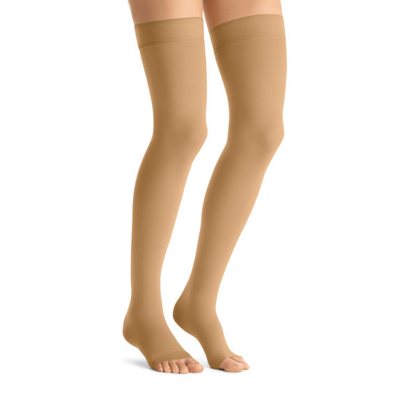 Load image into Gallery viewer, JOBST Women's Opaque Thigh High Dot 15-20 mmHg Open Toe