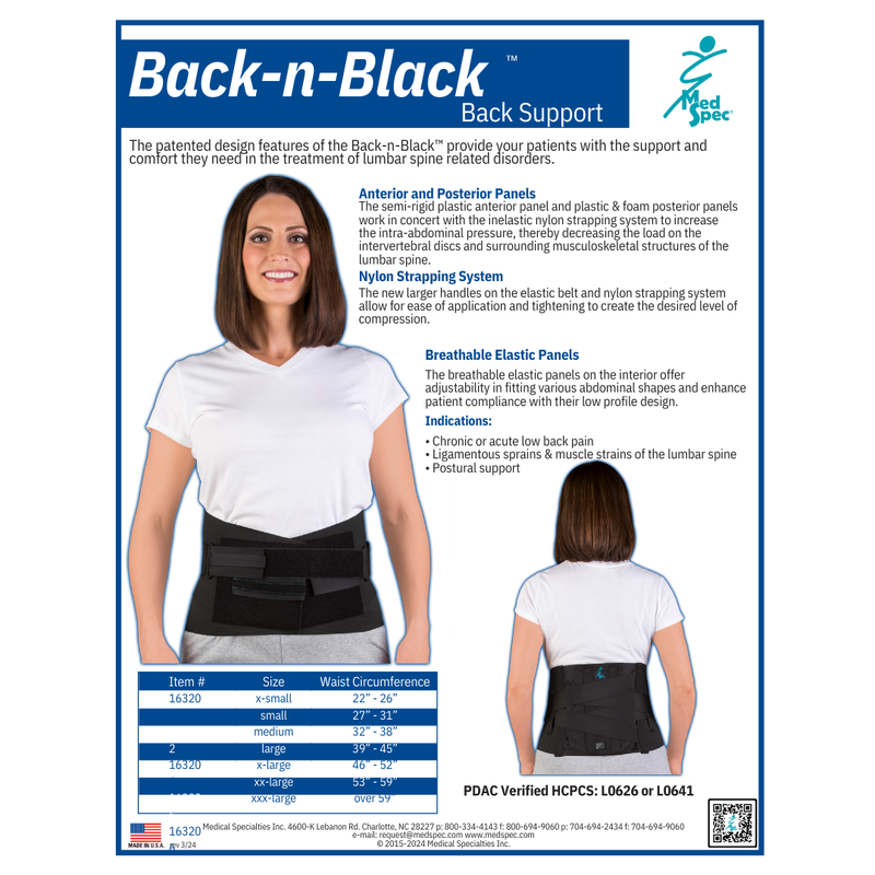 Load image into Gallery viewer, Med Spec Back-n-BlackTM Back Support