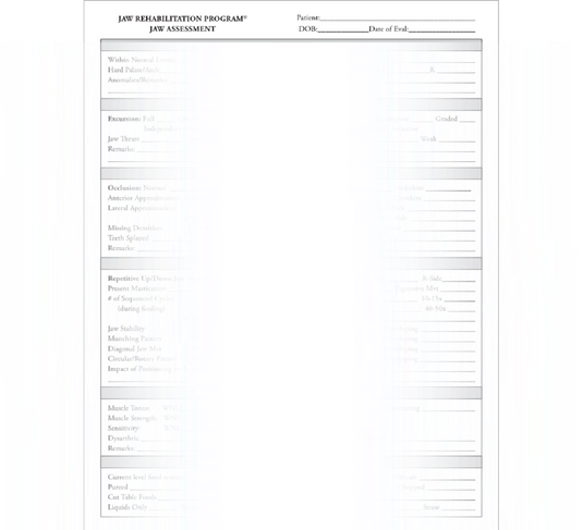 Chewy Tubes 24 Assessment Forms for Jaw Rehabilitation Program