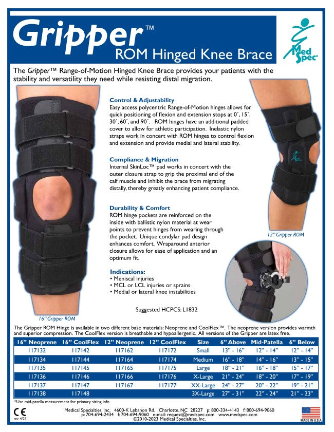 Load image into Gallery viewer, MedSpec Gripper™ 16" Hinged Knee, Neoprene ROM