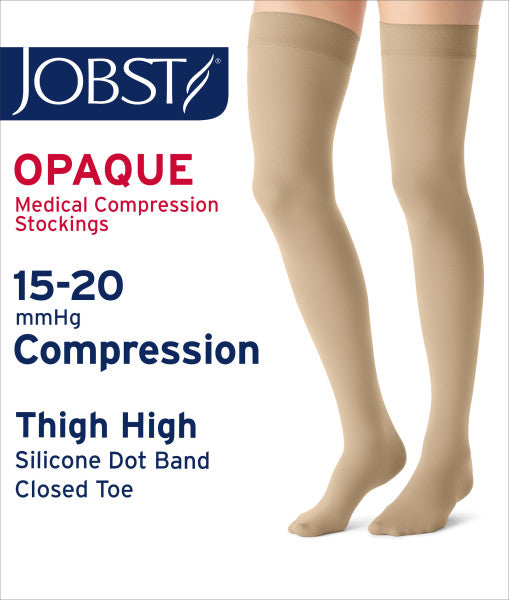 Load image into Gallery viewer, JOBST Women's Opaque Petite Thigh High Dot 15-20 mmHg Closed Toe