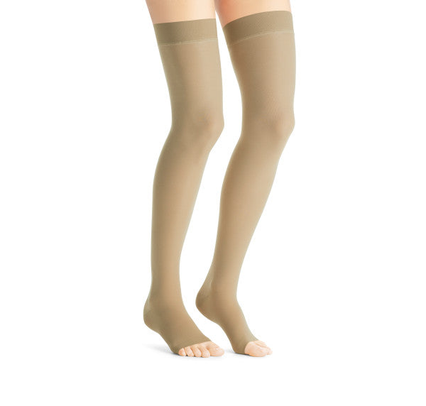 Load image into Gallery viewer, JOBST Women's UltraSheer Thigh High Dot Petite 20-30 mmHg Open Toe