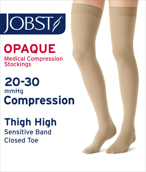 Load image into Gallery viewer, JOBST Women's Opaque Petite Thigh High With Sensitive Top Band 20-30 mmHg Closed Toe