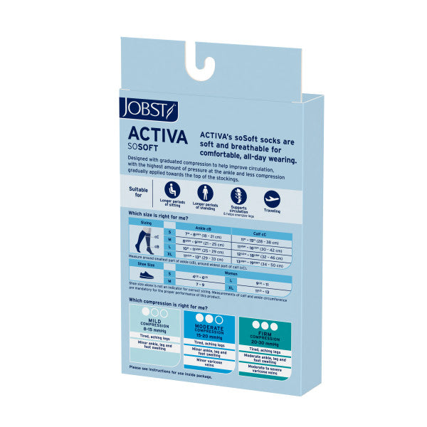 Load image into Gallery viewer, JOBST ACTIVA SoSoft 8-15 mmHg Compression Socks Knee High, Closed Toe, Ribbed
