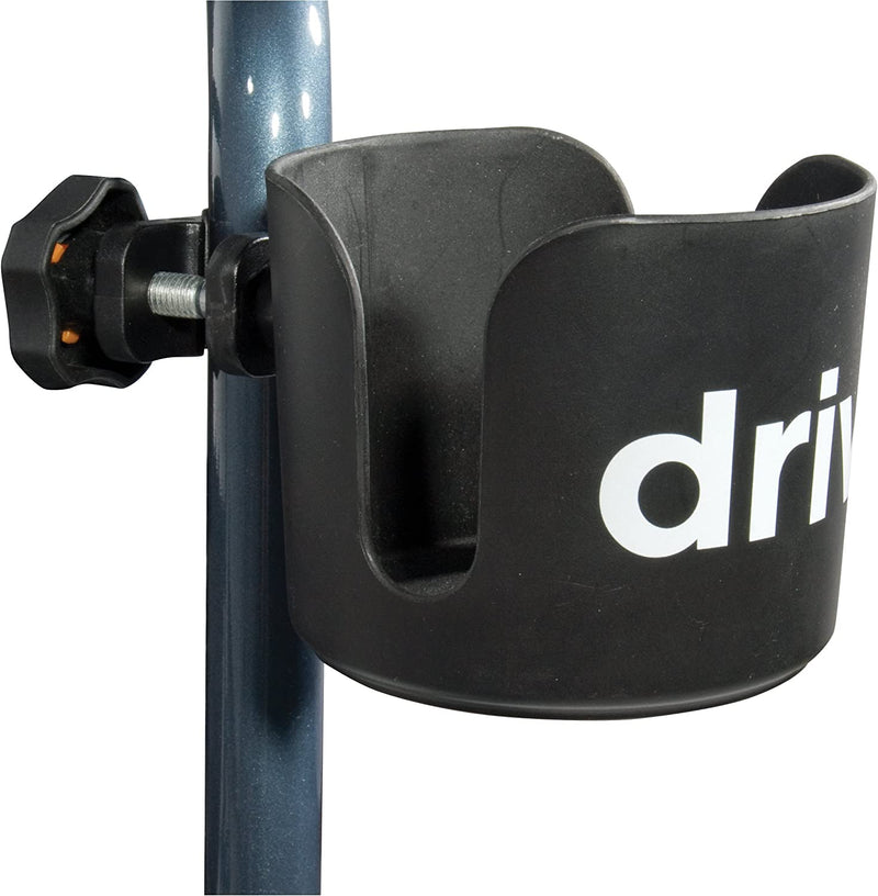 Load image into Gallery viewer, Drive Medical Universal Clamp-On Cup Holder For Walker, Rollator, & Wheelchair, 3 x 3 Inch, Black