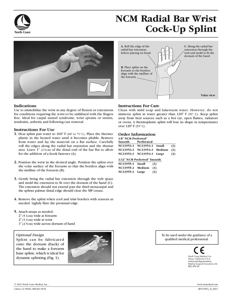 Load image into Gallery viewer, North Coast Medical Radial Bar Wrist Cock-Up Precut Splint