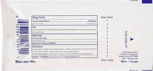 Dynarex Lemon Glycerin Swabs, 75 Count - 3 swabsticks per packet # 1216