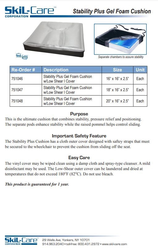Load image into Gallery viewer, SkiL-Care Stability Plus Gel-Foam Cushion w/LSI Cover