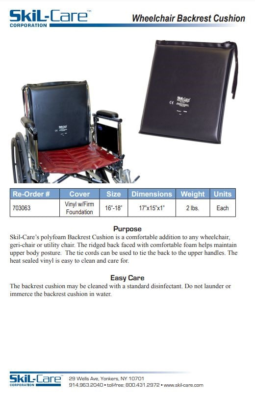 Load image into Gallery viewer, SkiL-Care Wheelchair Backrest Pad w/Vinyl Cover