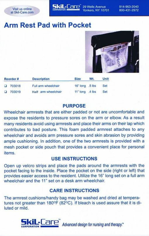 Load image into Gallery viewer, SkiL-Care Armrest Wheelchair Cushion w/Storage Pouch