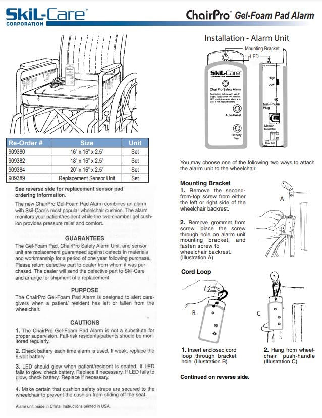 Load image into Gallery viewer, SkiL-Care Gel-Foam Cushion Alarm System