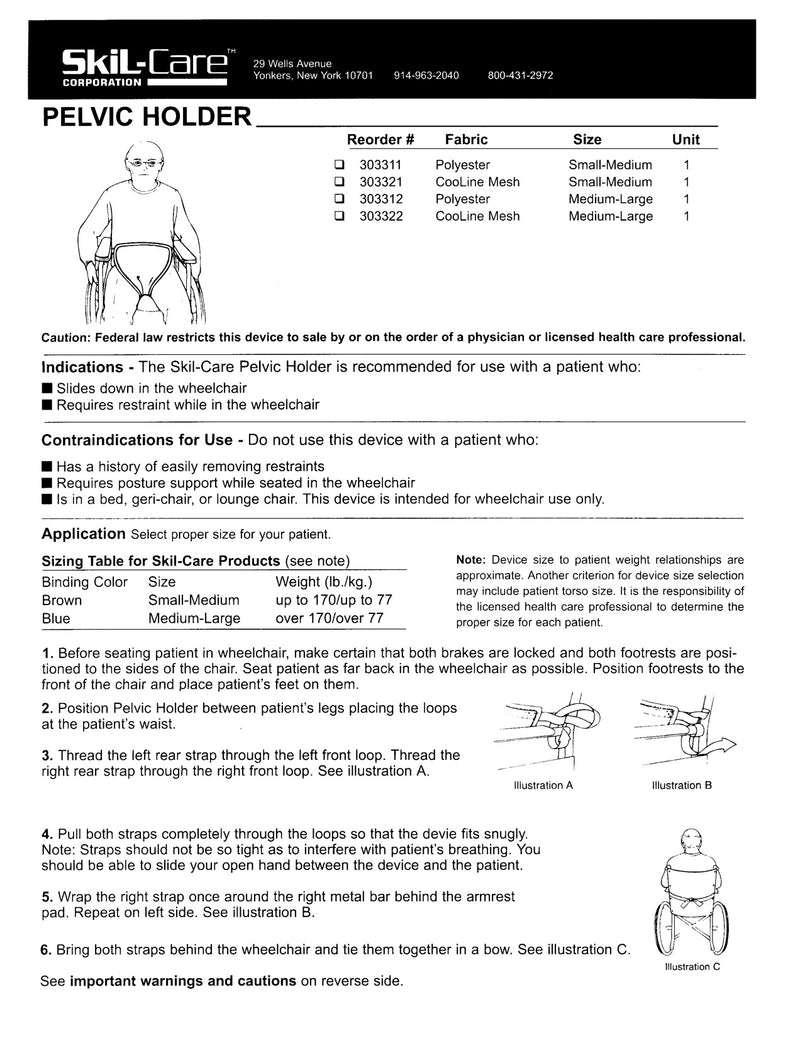 Load image into Gallery viewer, SkiL-Care Pelvic Holder, Poly Weave or CooLine Mesh