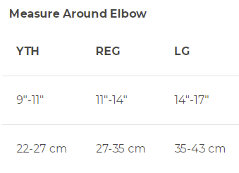 Mueller Football Elbow Sleeve SIZING GUIDE