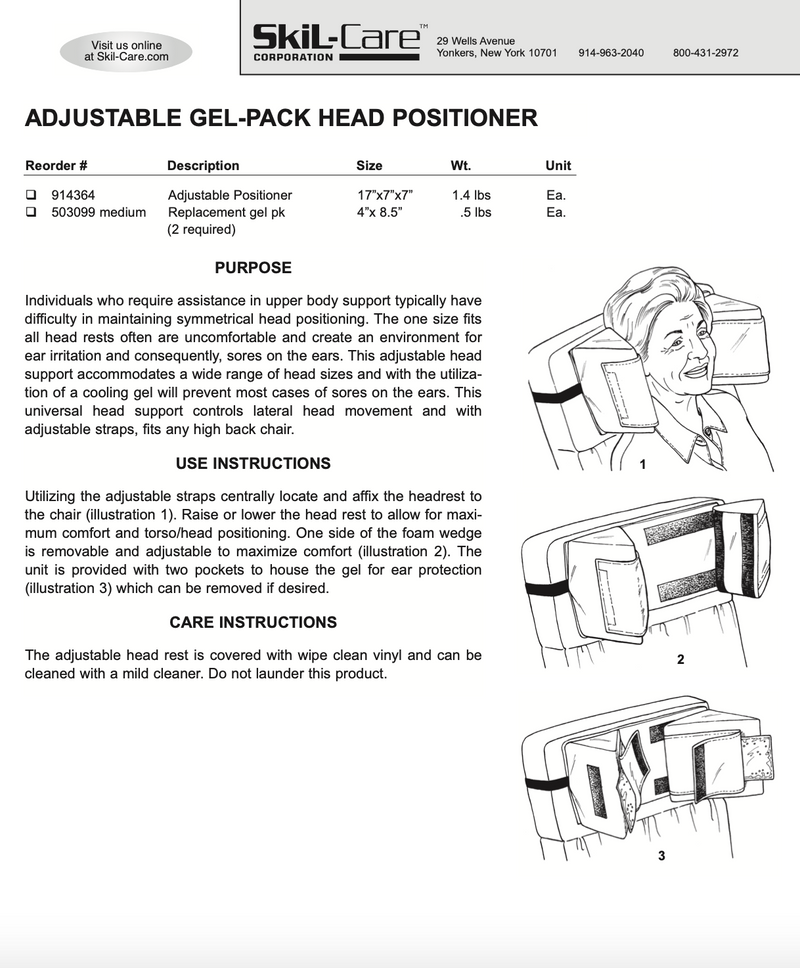 Load image into Gallery viewer, SkiL-Care Adjustable Head Positioner with Gel Pack