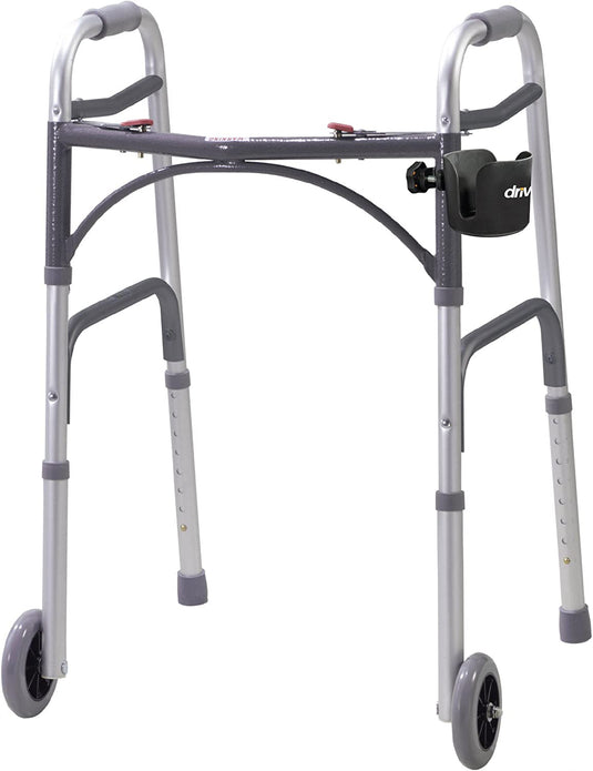 Drive Medical Universal Clamp-On Cup Holder For Walker, Rollator, & Wheelchair, 3 x 3 Inch, Black