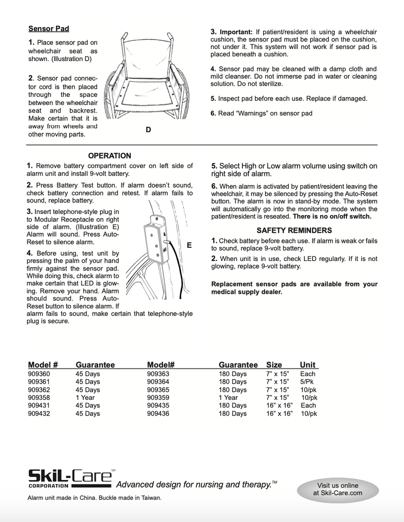 Load image into Gallery viewer, SkiL-Care ChairPro Sensor Pad Alarm System & Replacement Pads