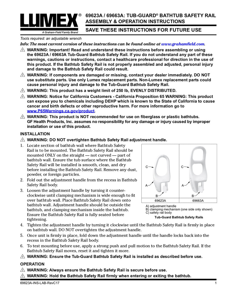 Load image into Gallery viewer, Lumex Tub-Guard Bathtub Safety Rails