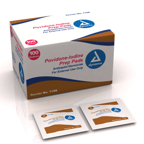 Load image into Gallery viewer, Dynarex Povidone Iodine Prep Pads - Box of 100 wipes