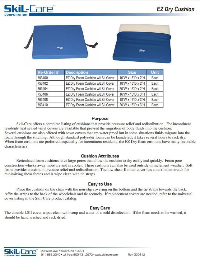 Load image into Gallery viewer, SkiL-Care EZ Dry Foam Cushion w/LSII Cover