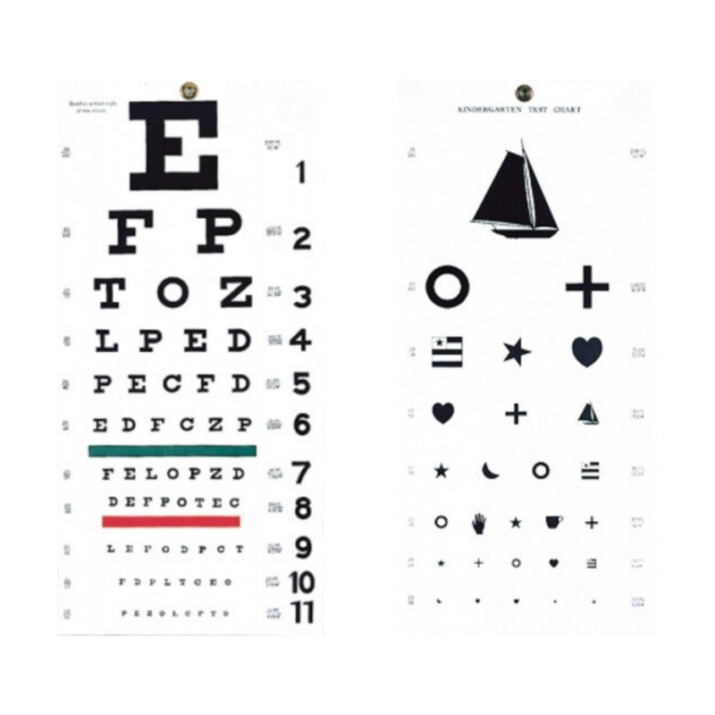 Graham-Field Products Eye Charts, Kindergarten Hanging Eye Chart & Snellen Hanging Eye Chart (SET, 1 of Each)