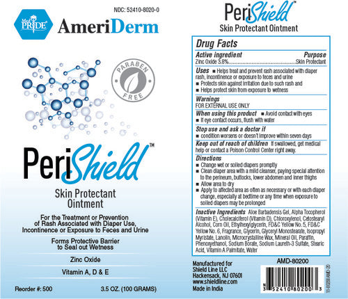 Ameriderm PeriShield Barrier Ointment and Protectant Cream, 3.5oz Tube