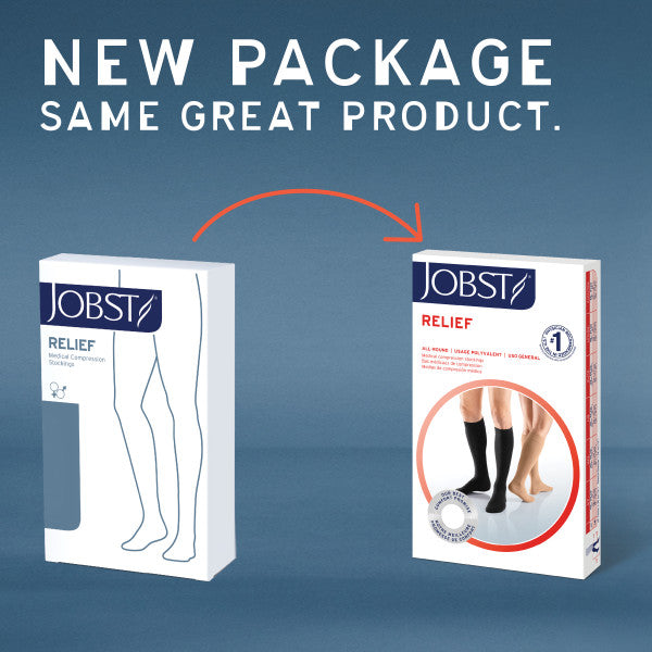 JOBST Relief Compression Stockings 30-40 mmHg Petite Knee High Silicone Dot Band Open Toe