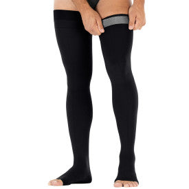 Load image into Gallery viewer, JOBST forMen Thigh High Compression Socks 15-20 mmHg - with Band - Open Toe
