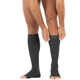JOBST forMen Compression Socks 20-30 mmHg Knee High, with SoftFit Band, Open Toe