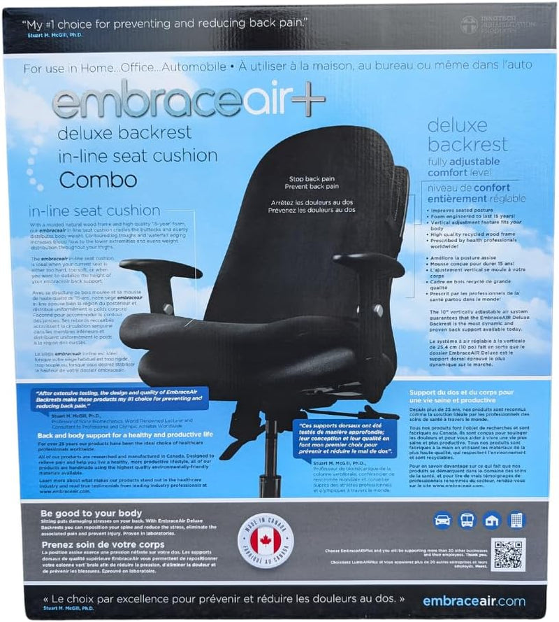 Load image into Gallery viewer, Innotech EmbraceAirPlus Deluxe Backrest &amp; Inline Seat Cushion Combo - Black
