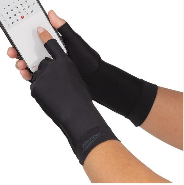 Norco Compression Gloves, Tipless Finger, Over the Wrist (Black)