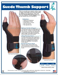 Med Spec Suede Thumb Support malleable aluminum thumb, Black, Universal