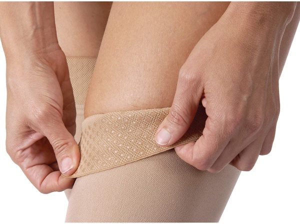 JOBST Relief Silicone Compression Thigh High, 15-20 mmHg Open Toe, Beige