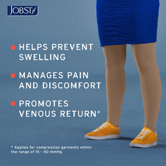 JOBST Relief Compression Stockings 15-20 mmHg Thigh High, with Silicone Dot Band, Open Toe
