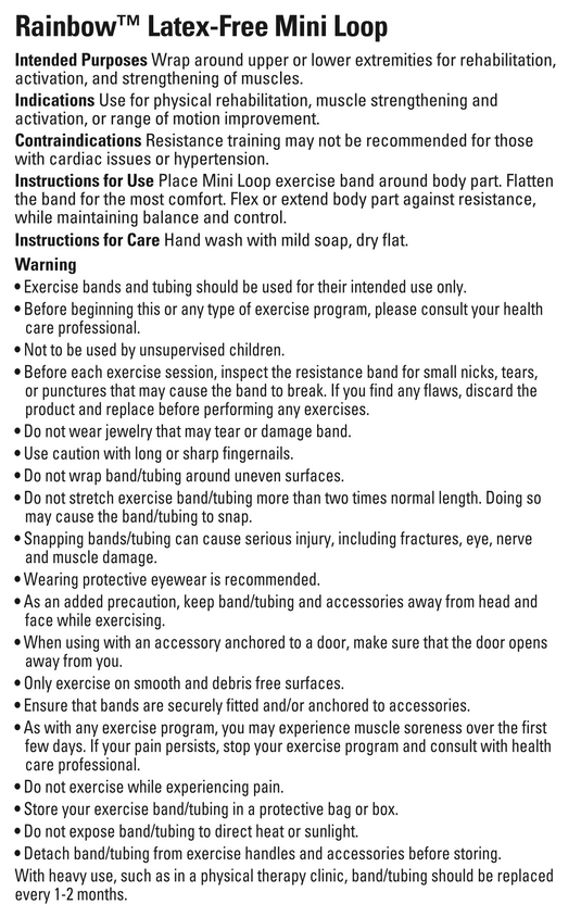 Rainbow™ Exercise Band Mini Loops, Latex Free, Each