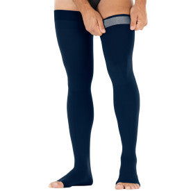 Load image into Gallery viewer, JOBST forMen Thigh High Compression Socks 20-30 mmHg - with Band - Open Toe
