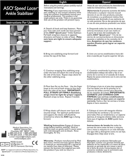 Med Spec ASO® Speed Lacer Ankle Stabilizer – Rehab Supply Shoppe