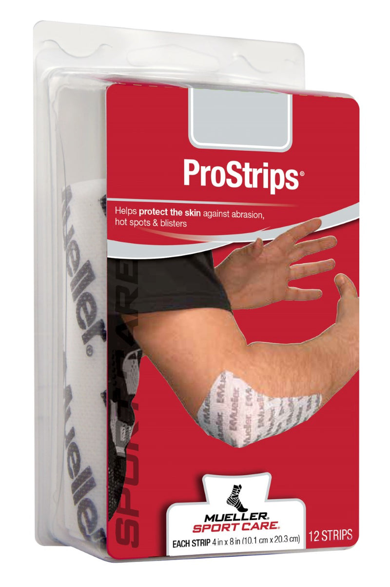 Mueller ProStrips Finger & Elbow Abrasion Tape: 4 in. x 8 in. / Elbow / 12  strips per pack (White) 