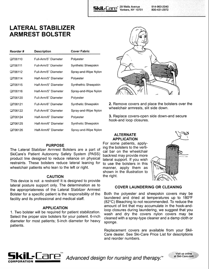 SkiL-Care Lateral Stabilizer Armrest Bolster