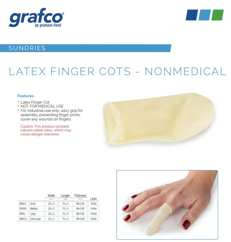 Latex Finger Cots - Powdered, XL